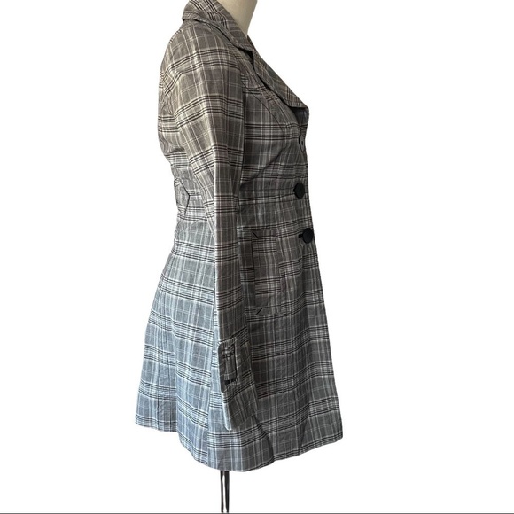 Smart Set XS grey plaid trench coat preppy tweed prepcore regencycore coquette - Picture 5 of 11